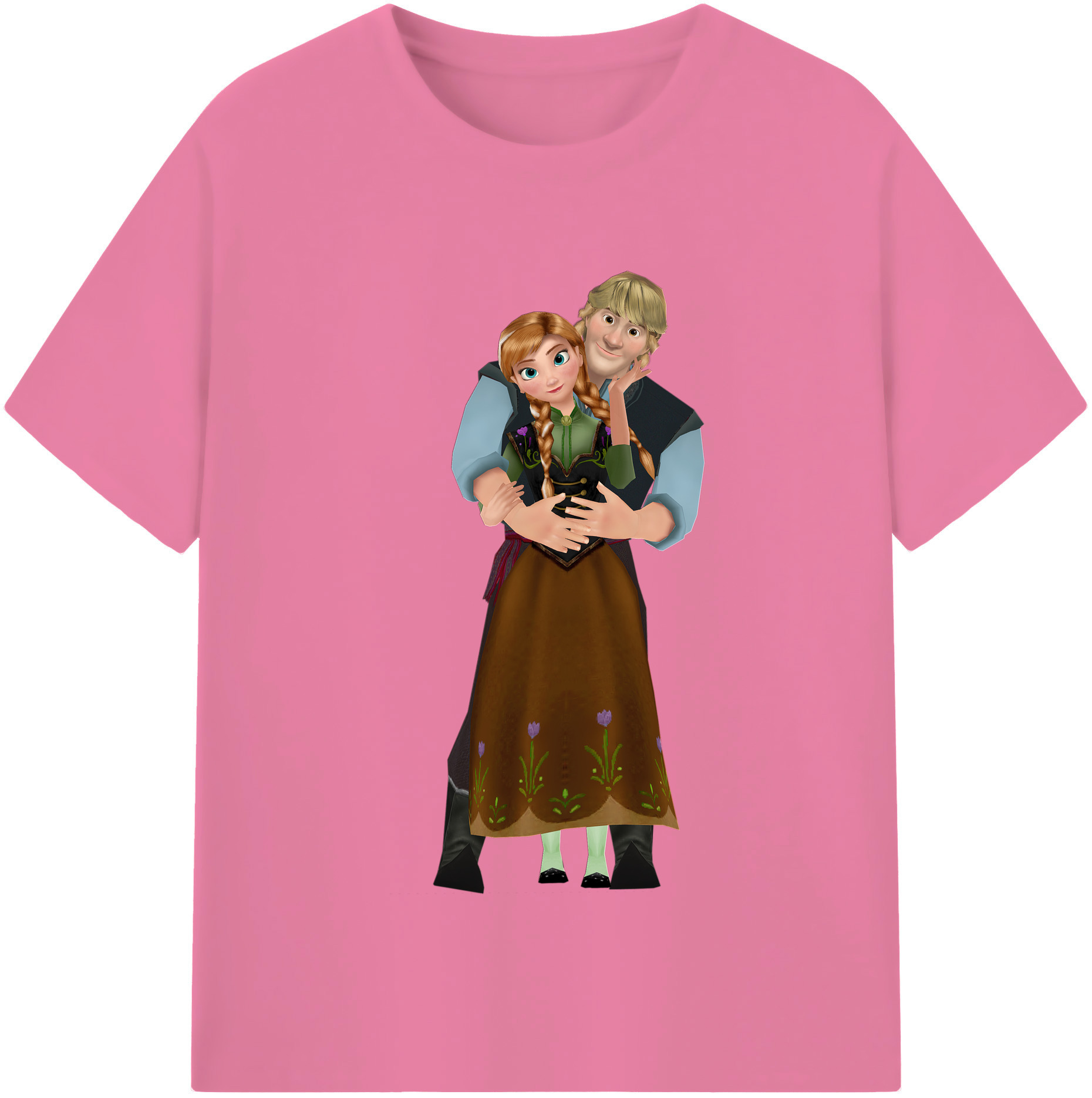 （画像用） アナと雪の女王 アンナ エルサ Frozen Anna Elsa 綿100％半袖Tシャツ（フロントプリント）
